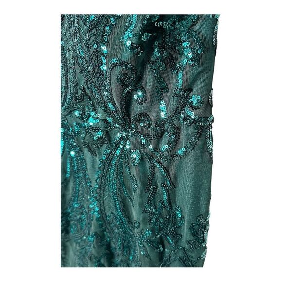 NWT PromGirl Statement-Back Long Sequin Prom Dress Hunter green - Picture 10 of 16